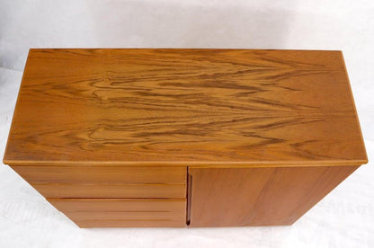 Danish Teak Mid-Century Modern Side by Side Chest of 5 Drawers Door Compartment