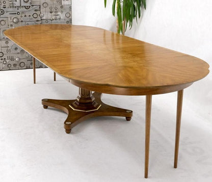 Round Clove Shape Burl Walnut Dining Conference Table w/ 3 Extension Leaves