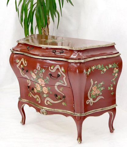 Red Lacquer Painted Bombay Dresser Chest of Drawers