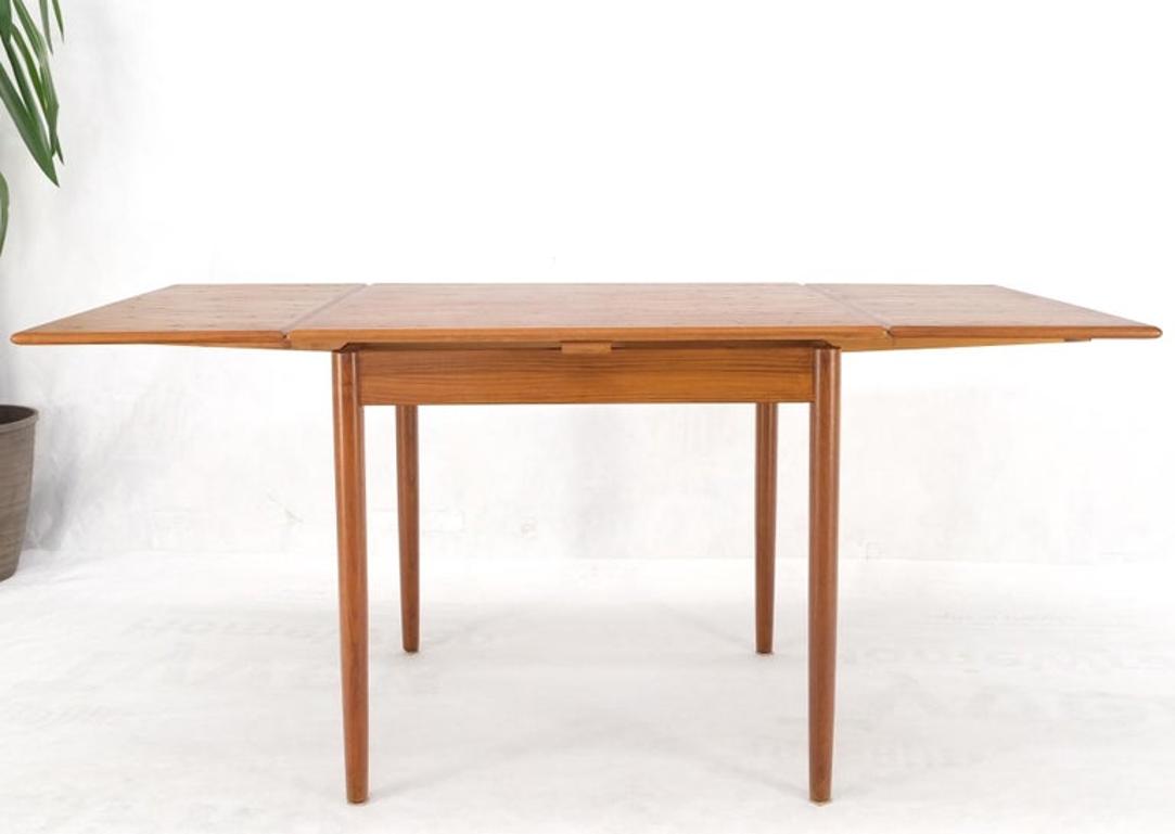 Danish Mid-Century Modern Square Teak Refectory Extension Boards Dining Table