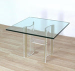 Lucite Base Sqaure Glass Top Occasional Side Table