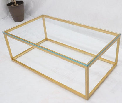 Gold Gilt Rectangle Frame Thick Glass Top Coffee Table
