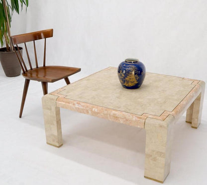 Tessellated Stone Brass Inlay Square Coffee Table