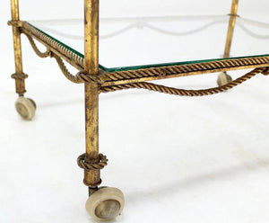 Midcentury Italian Gilt Metal Rope and Tassel Bar or Tea Cart