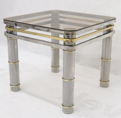Chrome Brass Smoked Glass Side End Coffee Table Stand
