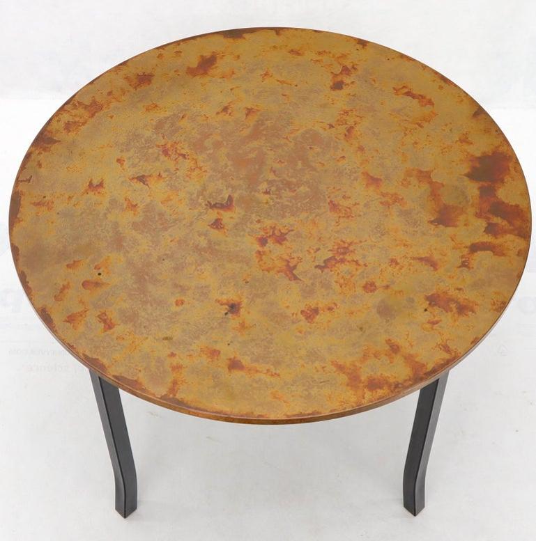 Round Copper Top Black Metal Base Dining Table