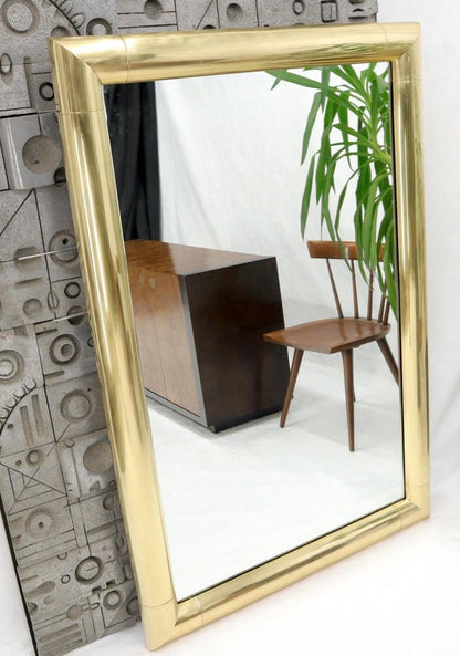 Large Solid Brass Half Round Profile Frame Rectangular Wall Mirror