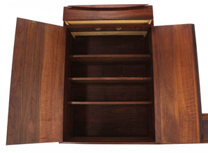 Hanging Walnut Side-by-Side Storage Cabinet and Vanity
