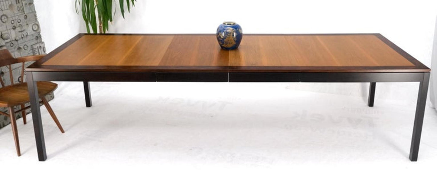 Banded Rosewood & Walnut Rectangle Dining Table w/ Two 20" Extension Boards