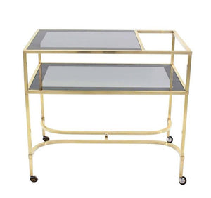 Nice Solid Brass Square Profile Serving Cart on Wheels