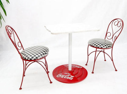 Two Chairs Cast Iron Marble-Top Table Coca-Cola Dinette Ice Cream Set Cafe Table