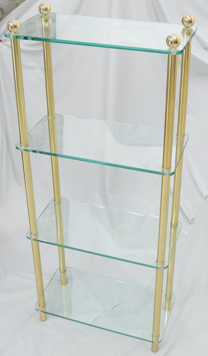 Petit Compact Class and Brass 4-Tier Étagère Shelf Bookcase