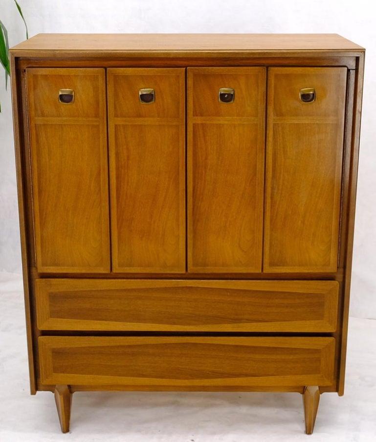 Mid Century American Walnut Gentleman's Chest Dresser w/ Two Doors Compartment