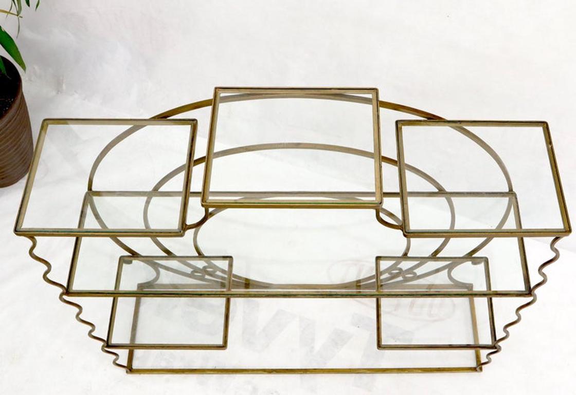 Decorative Gold Gilt Wrought Iron Glass Shelves Étagère