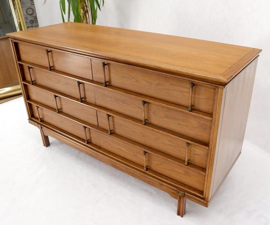 Decorative Light Walnut Faux Bamboo Pulls 8 Drawers Dresser
