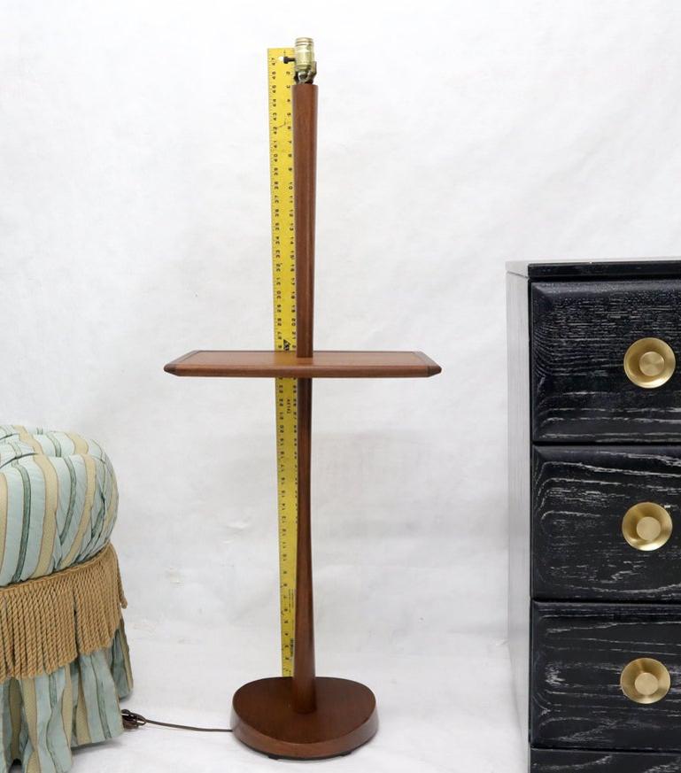 Solid Oiled Walnut or Teak End Side Table Tapered Base Floor Lamp