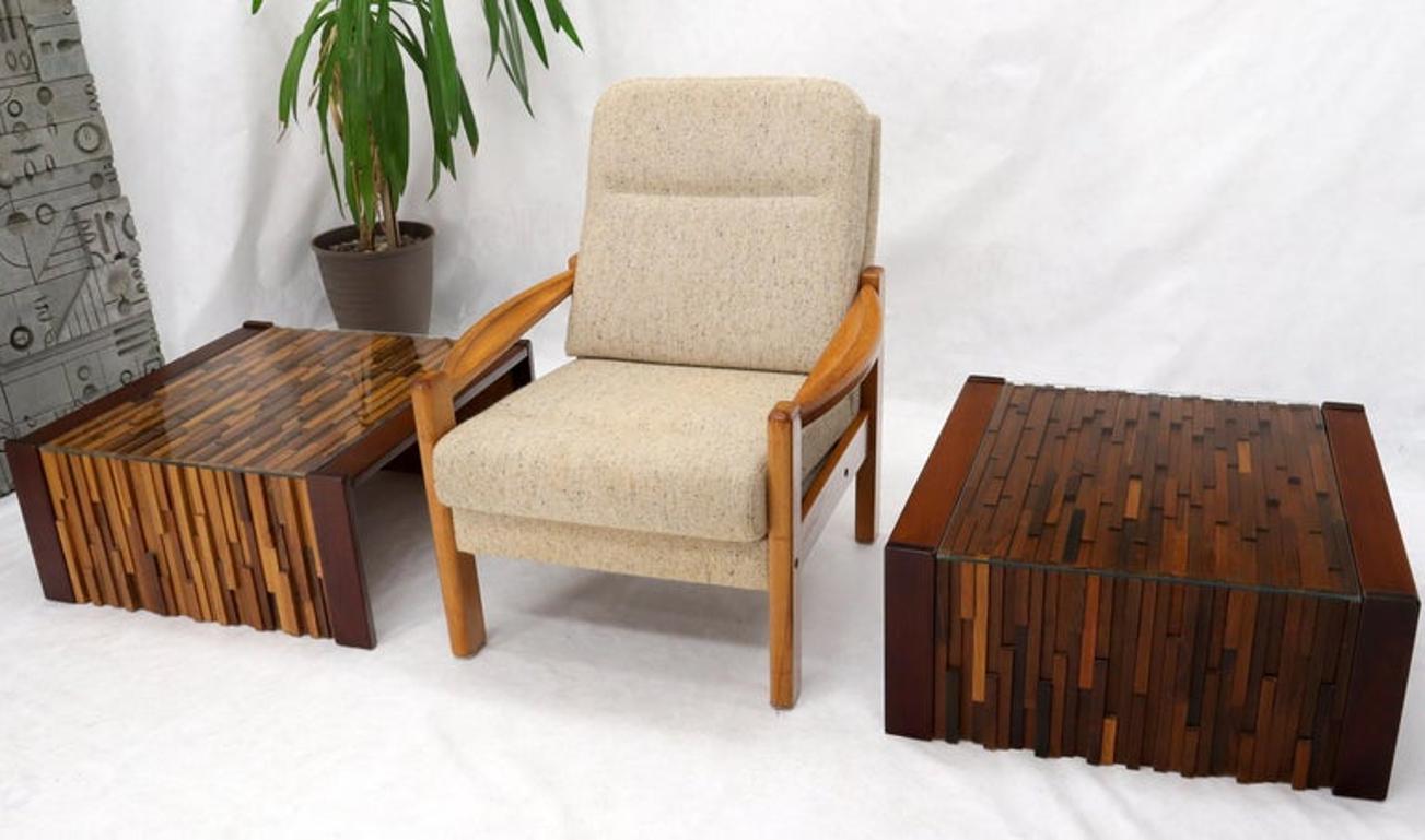 Pair of Percival Lafer Coffee Table Brazilian Rosewood Exotic Wood Mosaic