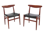 Set of Four Hans Wegner Teak Dining  Chairs Leather Upholstery
