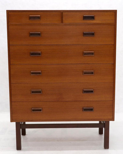 Danish Mid-Century Modern Tall High Boy Chest of 7 Drawers Dresser Cabinet