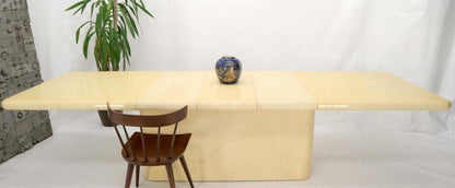 Expandable Extra Long Faux Lacquered Goat Skin Dining Conference Table