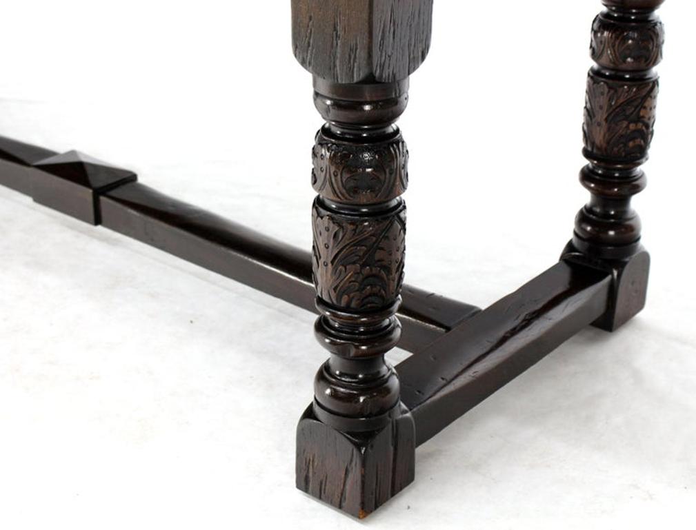 Massive Gothic Solid Dark Oak Expandable Farm Table Two Leafs Fine Carving