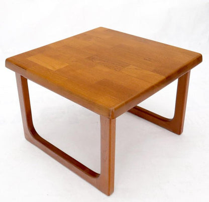 Danish Mid-Century Modern Solid Thick Teak Top Square Coffee Side Table