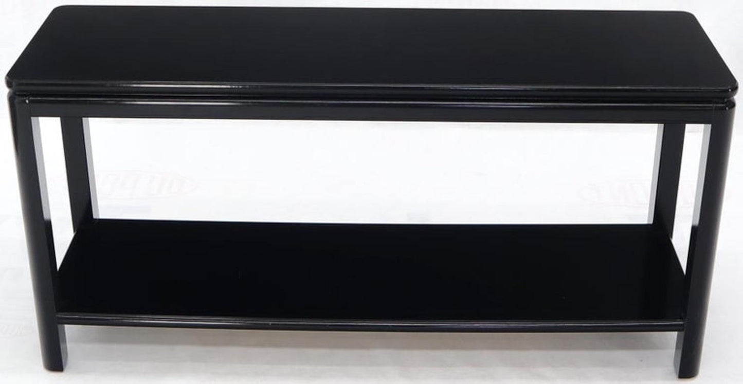 Black Lacquer Rectangular Two-Tier Console Sofa Table