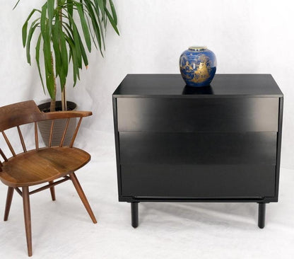Black Lacquer 3 Louver Drawers Dresser on a "Base" 2 Pieces Cabinet Credenza