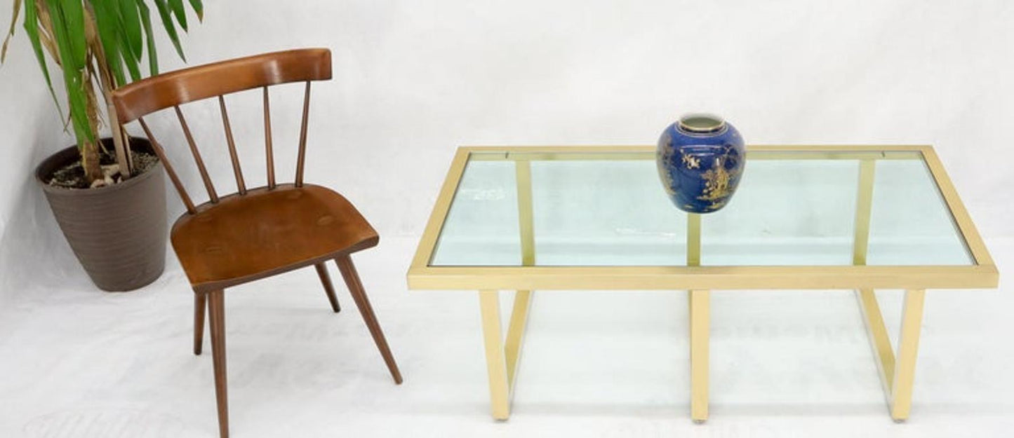 Brass Frame Shape Base Glass Top Rectangular Coffee Table