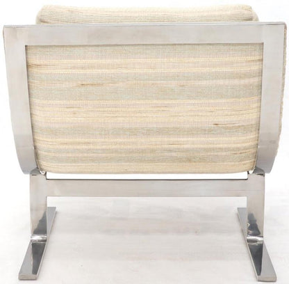 Heavy Stainless Steel Base Upholstered Scoop Lounge Chair