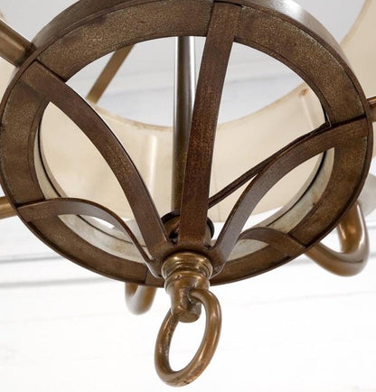 Solid Brass 6 "Candles" Chapman Ceiling Light Fixture Chandelier Mid Century