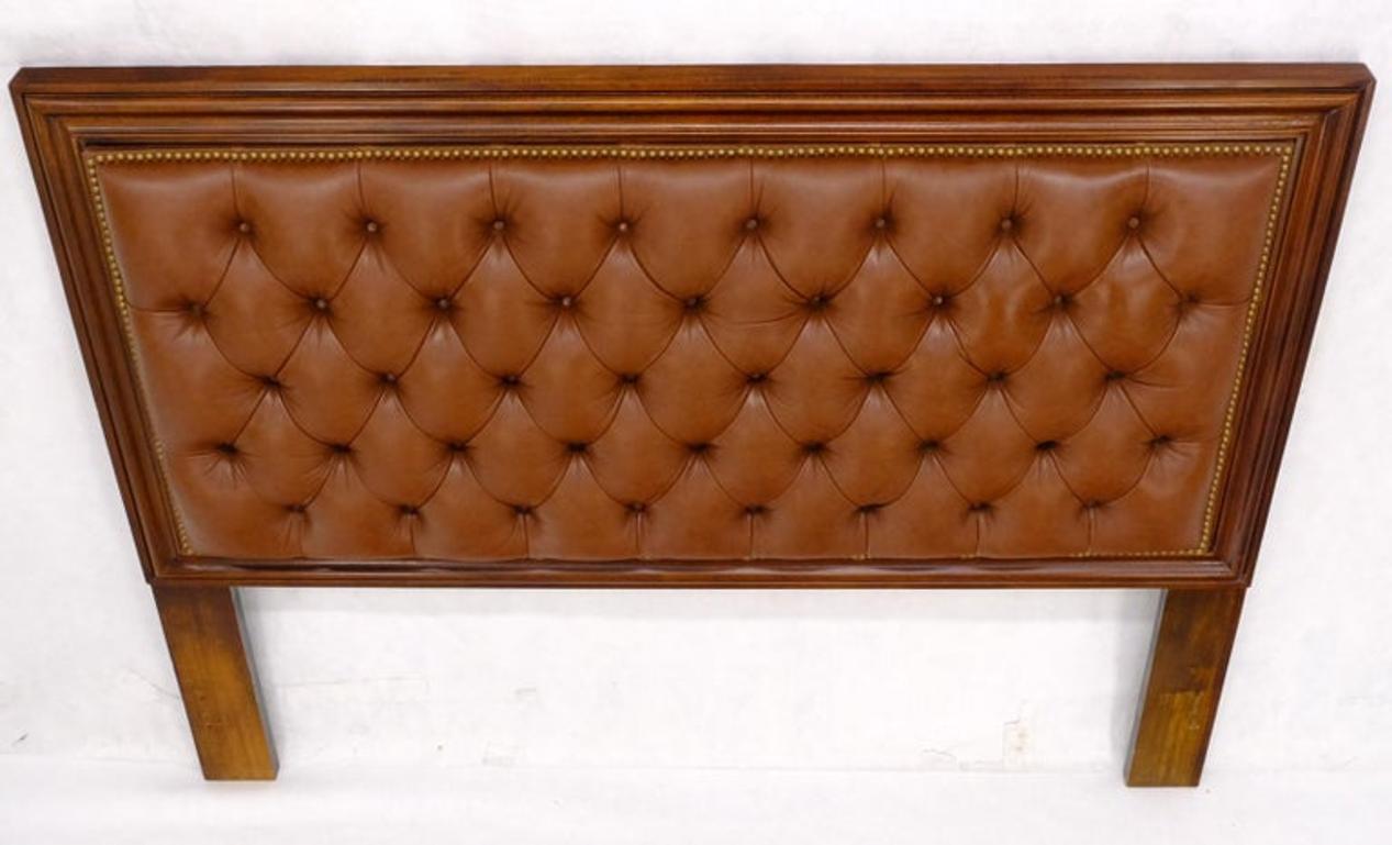 Brown Tan Leather Tufted Custom Full Size Headboard Bed