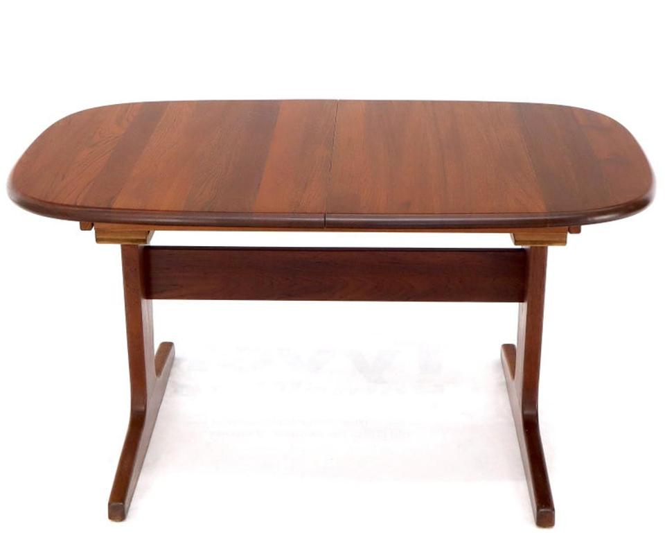 Compact Solid Teak Danish Mid-Century Modern Dining Table with Two Leaves