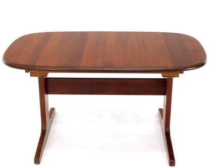 Compact Solid Teak Danish Mid-Century Modern Dining Table with Two Leaves