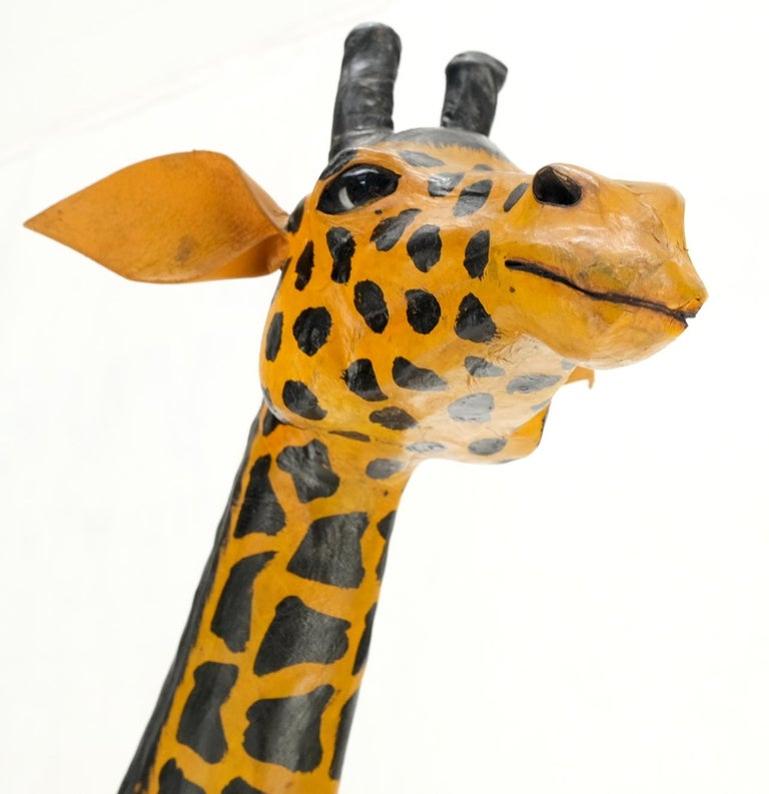 Large Tooled Leather Sculpture of a Giraffe