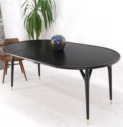 Round Mid Century Ebonized Oak Dining Table w/ Two Leafs Jack Van der Molen MINT