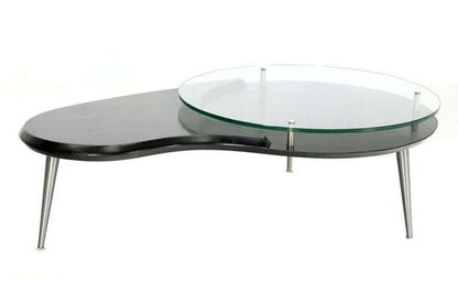 EstablishedLines Mid-Century Modern Organic Kidney Shape Elevated Glass Top Coffee Table MINT!