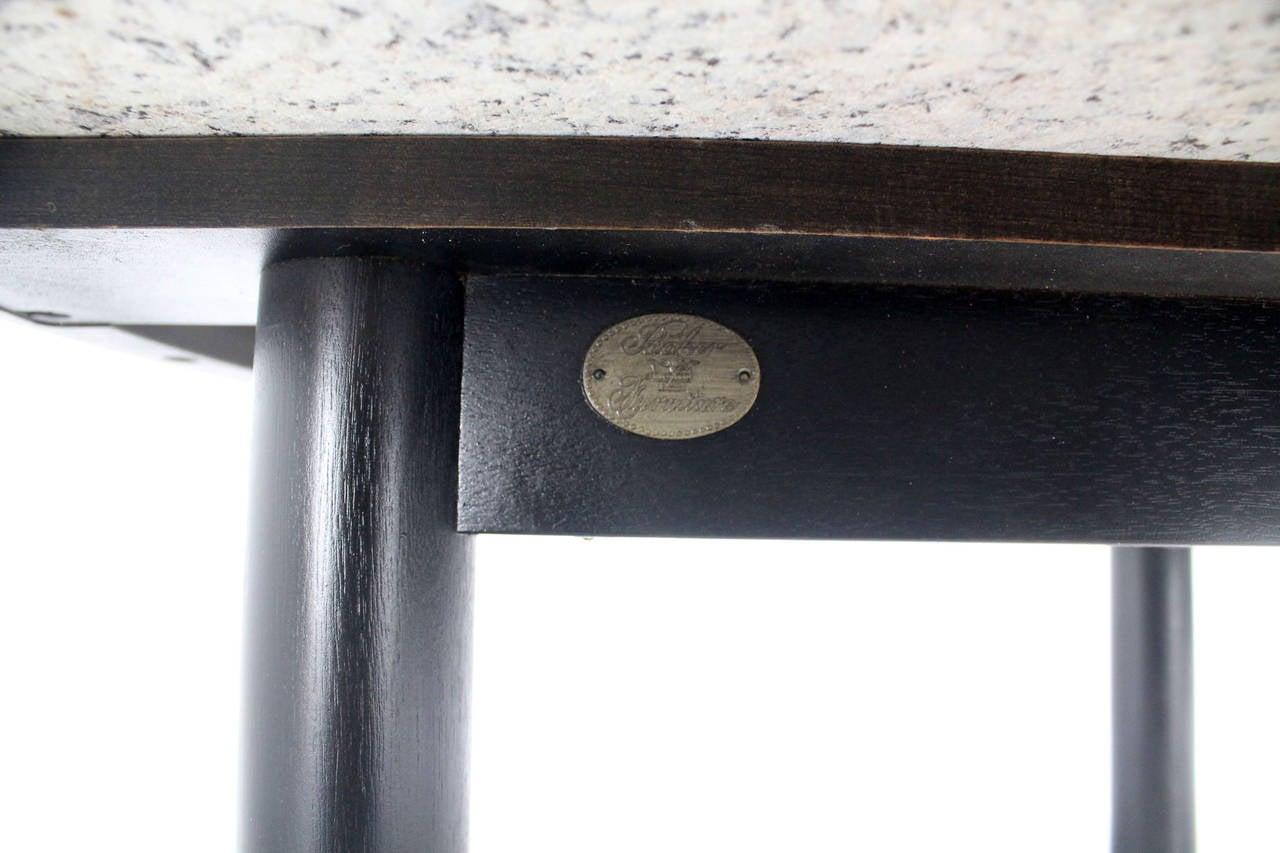 EstablishedLines Mid Century Modern 48 Inches Round Granite Top Black Lacquer  Coffee Table Baker
