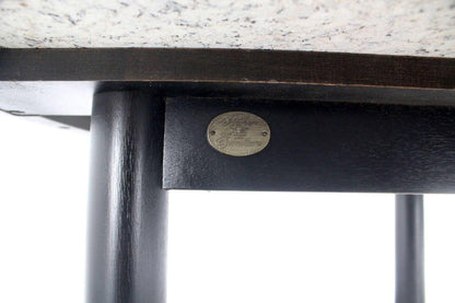 EstablishedLines Mid Century Modern 48 Inches Round Granite Top Black Lacquer  Coffee Table Baker