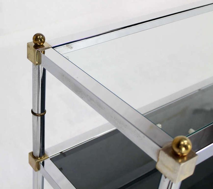 EstablishedLines Chrome Brass and Glass Two Tier Console or Sofa Table Mid Century Modern MINT!