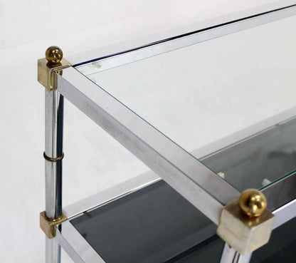 EstablishedLines Chrome Brass and Glass Two Tier Console or Sofa Table Mid Century Modern MINT!