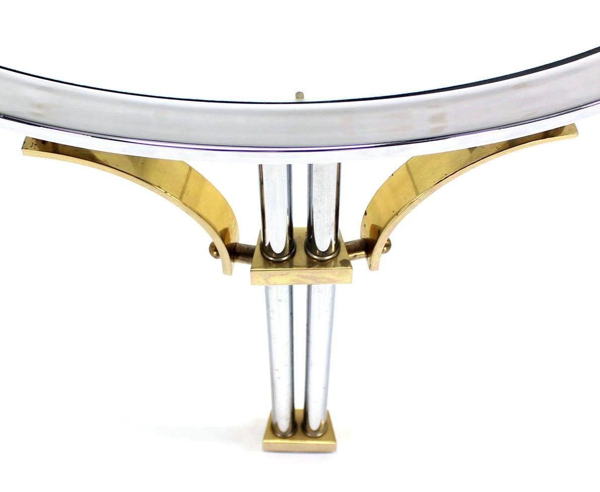 EstablishedLines Italian Mid Century Modern Chrome Brass Glass Top Round Coffee Table MINT!