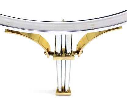 EstablishedLines Italian Mid Century Modern Chrome Brass Glass Top Round Coffee Table MINT!