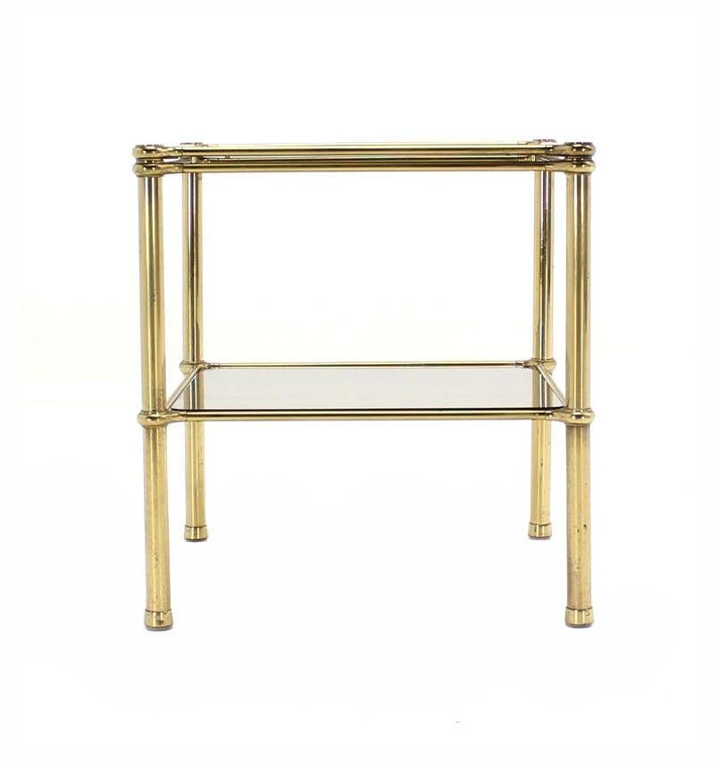 EstablishedLines Unusual Brass Square Two-Tier Side or End Table