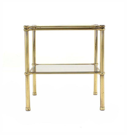 EstablishedLines Unusual Brass Square Two-Tier Side or End Table