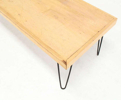 EstablishedLines Large Rectangular Vintage Solid Birch Top with Hairpin Leg Coffee Table