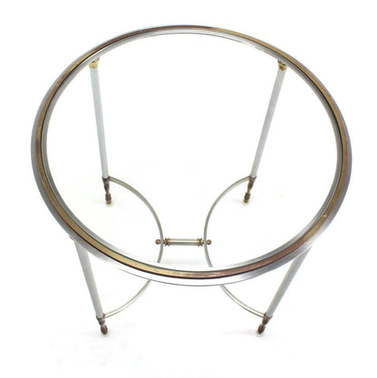 Mid Century Modern Brass & Chrome Gueridon Round Side End Lamp Table Stand MINT!