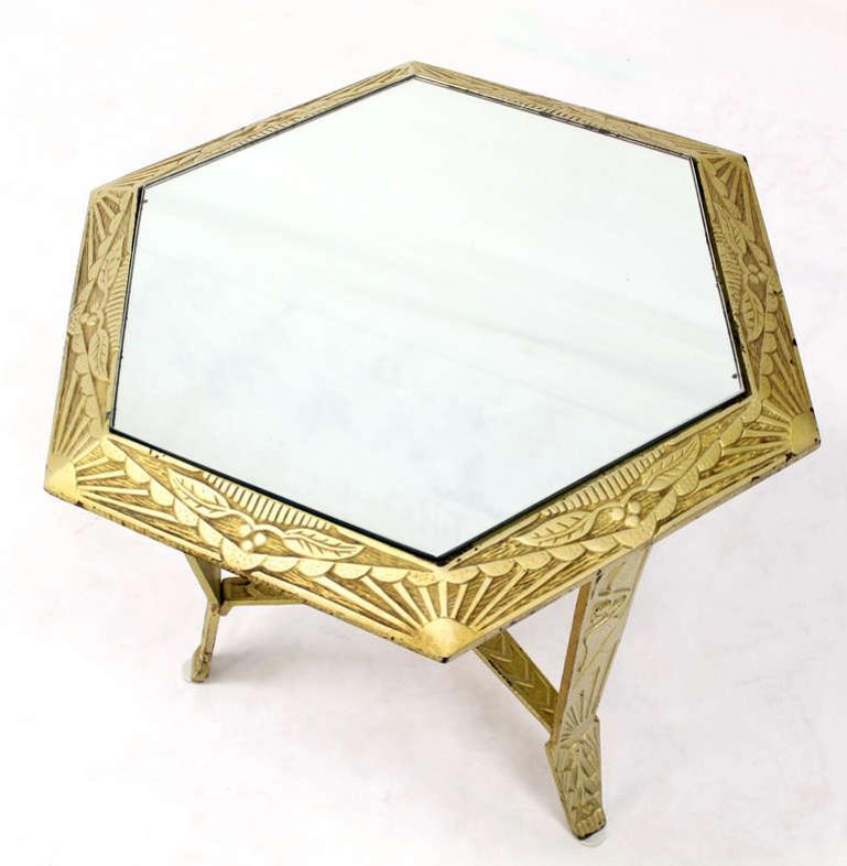 Fine Mid Century Modern Art Deco Hexagon Top Star of David Base Side End Table