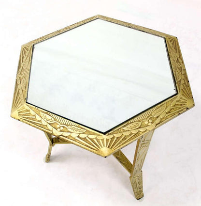 Fine Mid Century Modern Art Deco Hexagon Top Star of David Base Side End Table