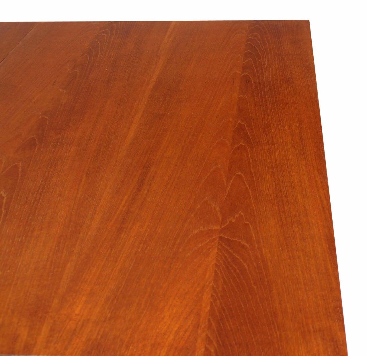 Danish Mid Century Modern Teak Tapered Legs Dining Conference Table Two Leaves